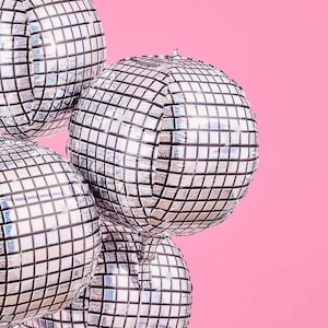 Set di 6 palloncini a forma di palla da discoteca – palloncini a specchio in alluminio da 22 pollici per NYE2025, matrimonio, decorazioni per feste di addio al nubilato