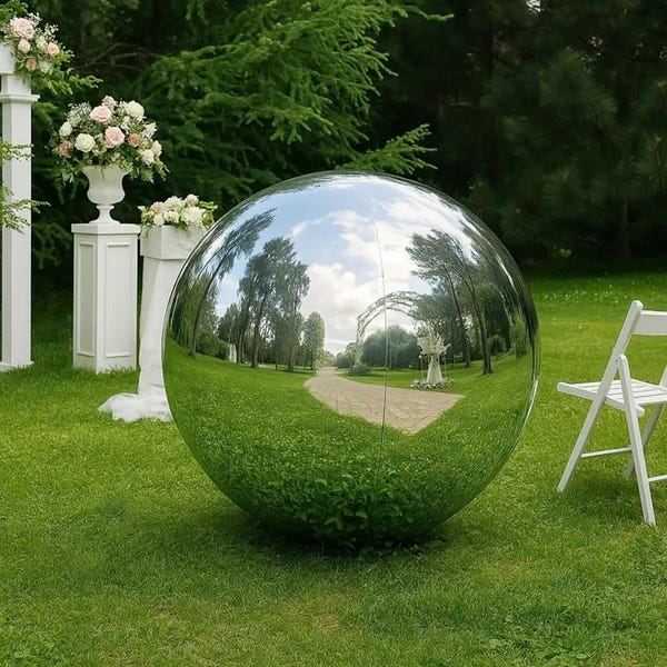 Giant 50'' Silver Orb Metallic Balloons for Wedding Party, Bachelorette Party Decor