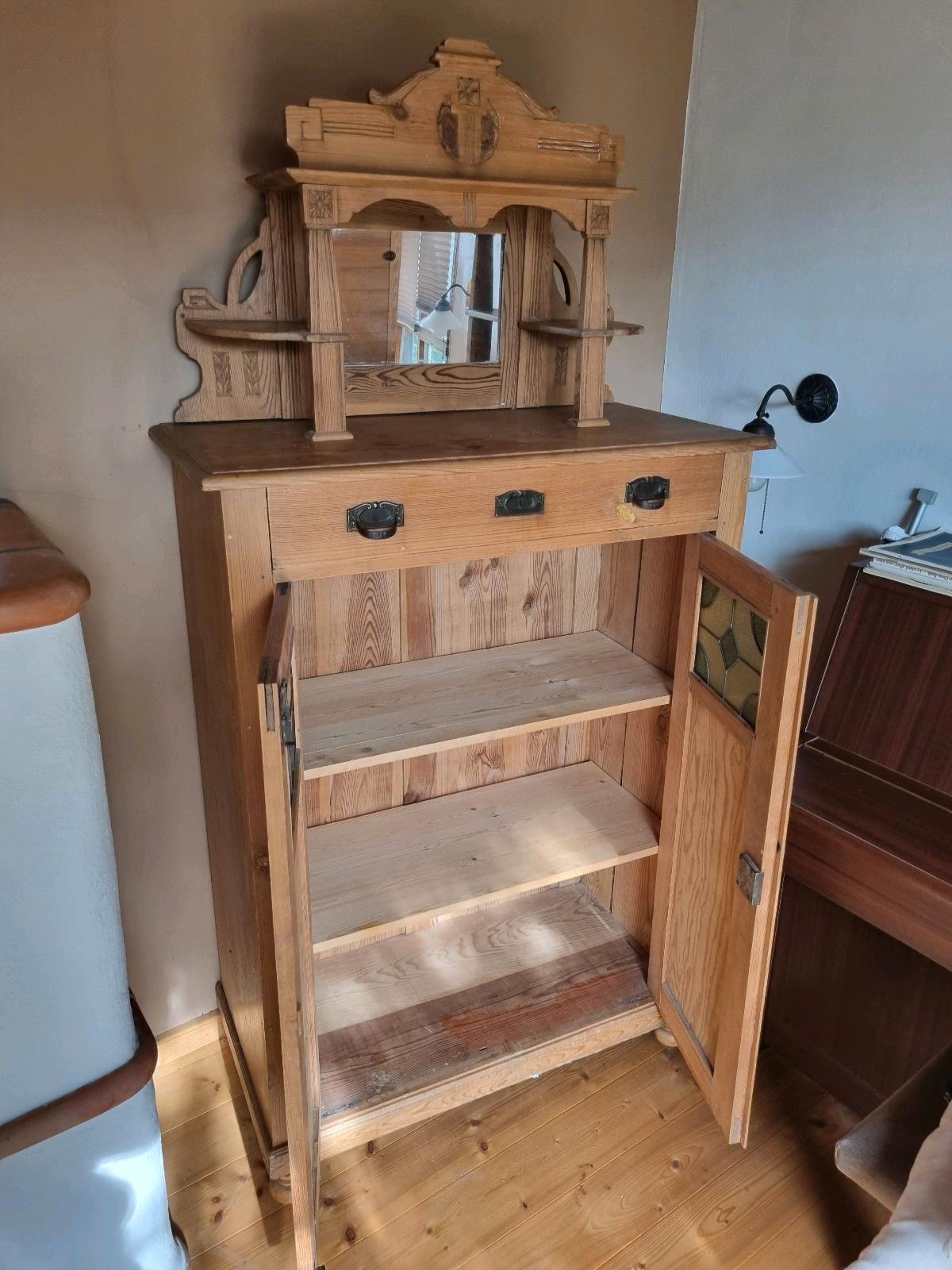 Vertiko Cabinet Softwood Furniture Softwood Antiques Antique Furniture Free Delivery Furniture Antique Art Nouveau Chest of Drawers Vintage Solid Wood Furniture