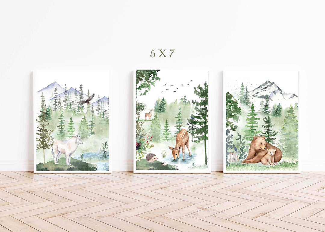 Nursery Decor Woodland Animal Print Set, Woodland Nursery Wall Art ...