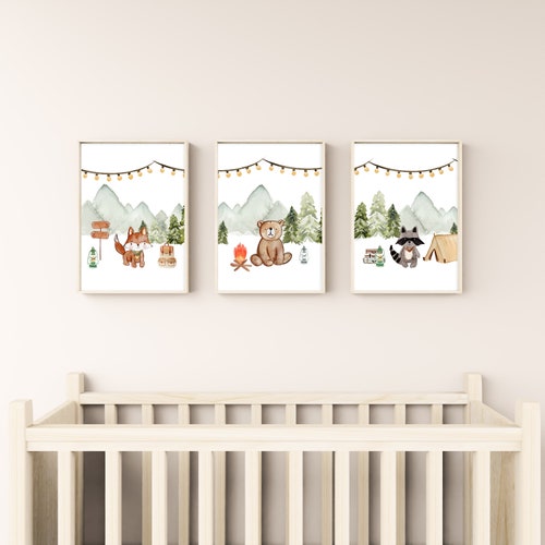 Boy Woodland Nursery Prints Woodland Nursery Decor Boy Wall Etsy