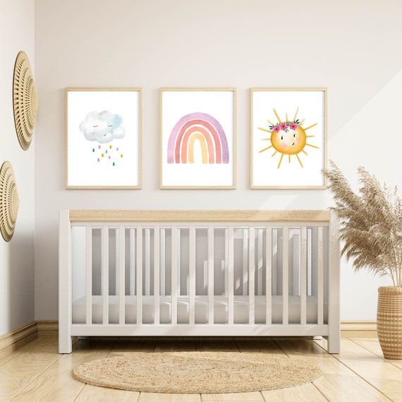 FRAMED 8x10 Rainbow Nursery Print Set Girl Nursery Decor Girl