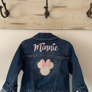 Minnie Jean Jacket, Minnie Toddler Jacket, Baby Girl Mouse Jacket, Minnie Birthday Gift, Minnie Toddler Gift