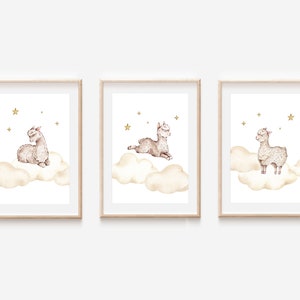 Llama Nursery Wall Print Set, Llama Nursery Wall Art, Gender Neutral Nursery Wall Decor, Llama Theme Nursery Decor, Farm Animal Decor, Llama