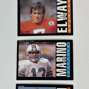 1985 Quarterbacks Topps Football - Vintage - QBs Dan Marino, John Elway, Jim McMahon - Reduce Price (On Sale) - Free Shipping