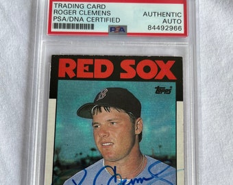 Roger Clemens Signed Baseball Autograph Red Sox & Fleer Card  Roger Clemens Signed Baseball Card with Stand display picture 1
