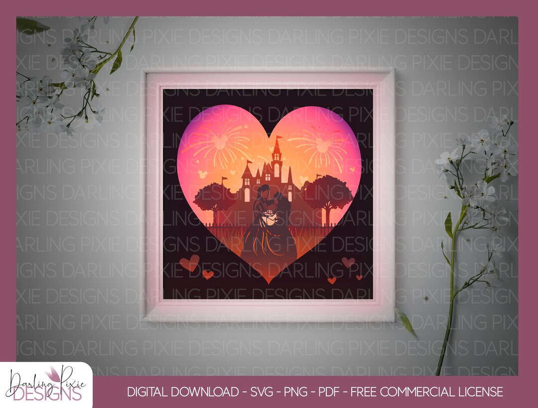 Princess Castle Wedding Paper Cut Light Box Template File, Shadow Box ...