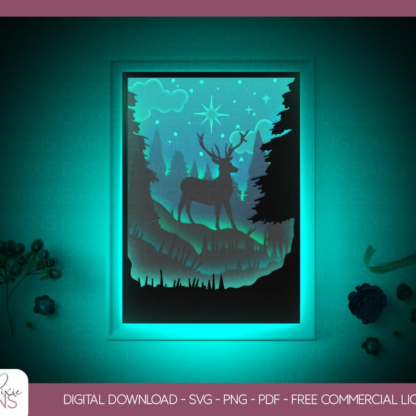 Winter Stag Light Up Paper Cut Light Box Template File, Shadow Box SVG, PDF, Cutting Cricut, Silhouette, DIY, Digital File, 3D Shadow Box Winter Stag Light Up Paper Cut Light Box Template File, Shadow Box SVG, PDF, Cutting Cricut, Silhouette, DIY, Digital File, 3D Shadow Box