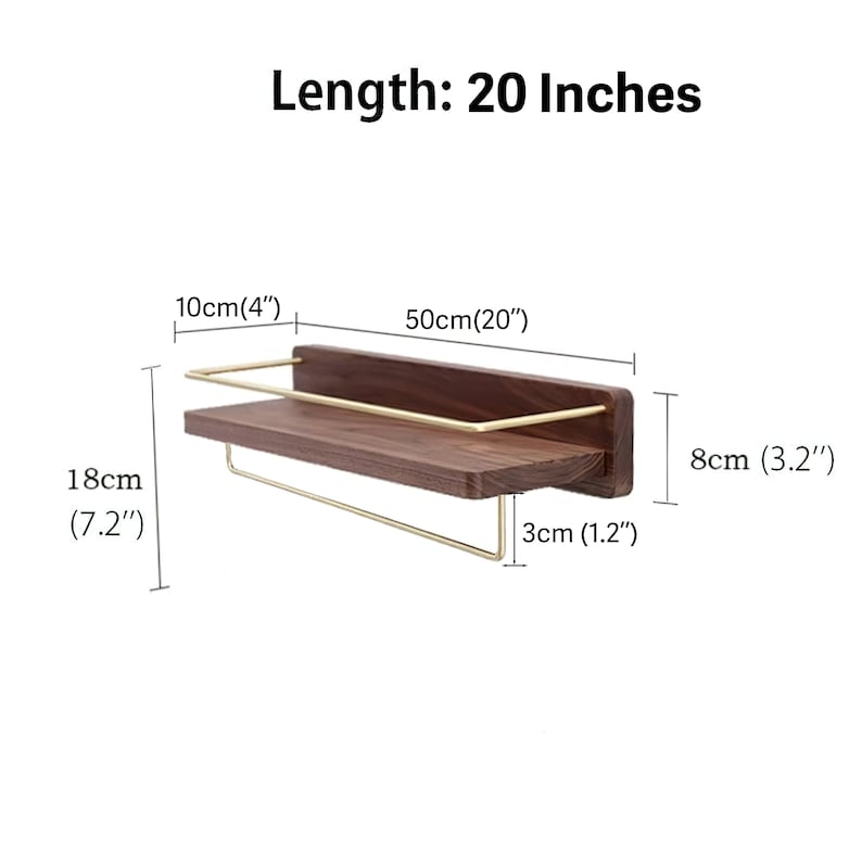 12 inches/16 inches/20 inches/24 inches Wooden Towel Rack/Shelf/Hanger 50 Centimeters