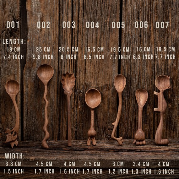 Cuillères en bois personnalisées de différentes formes, cuillères
