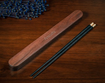 Personalized Handmade Chopsticks with Box - High Quality Black Walnut