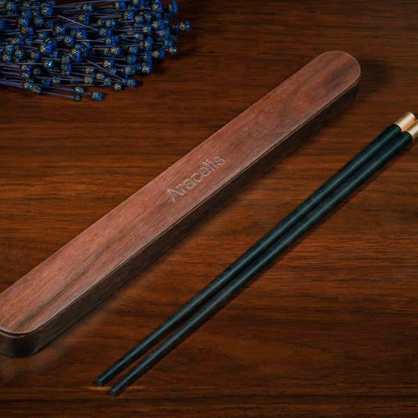 Personalized Handmade Chopsticks with Box - High Quality Black Walnut