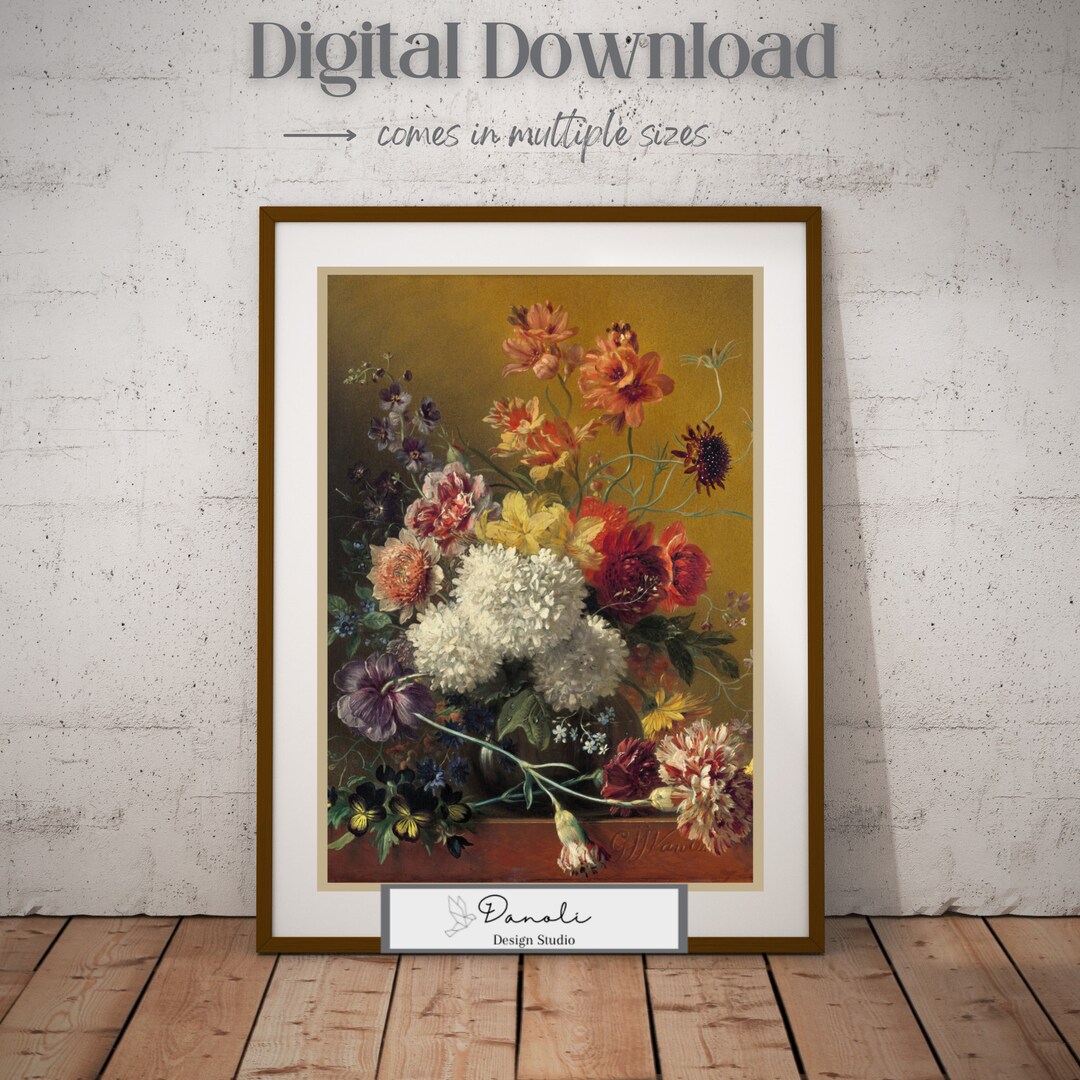 Still Life With Flowers | Printable Art | Vintage Wall Art | Antique ...