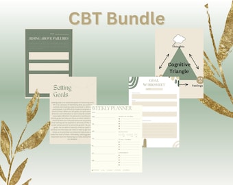 CBT, Therapy Digital Printable Worksheets Sage & Cream Over 20 Pages