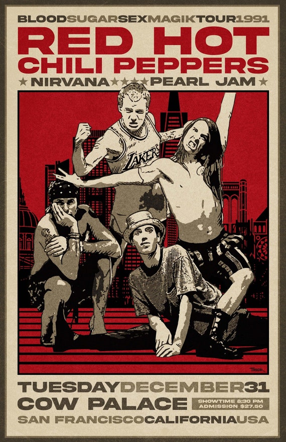 Red Hot Chili Peppers/nirvana/pearl Jam Concert Poster 12x18 Etsy