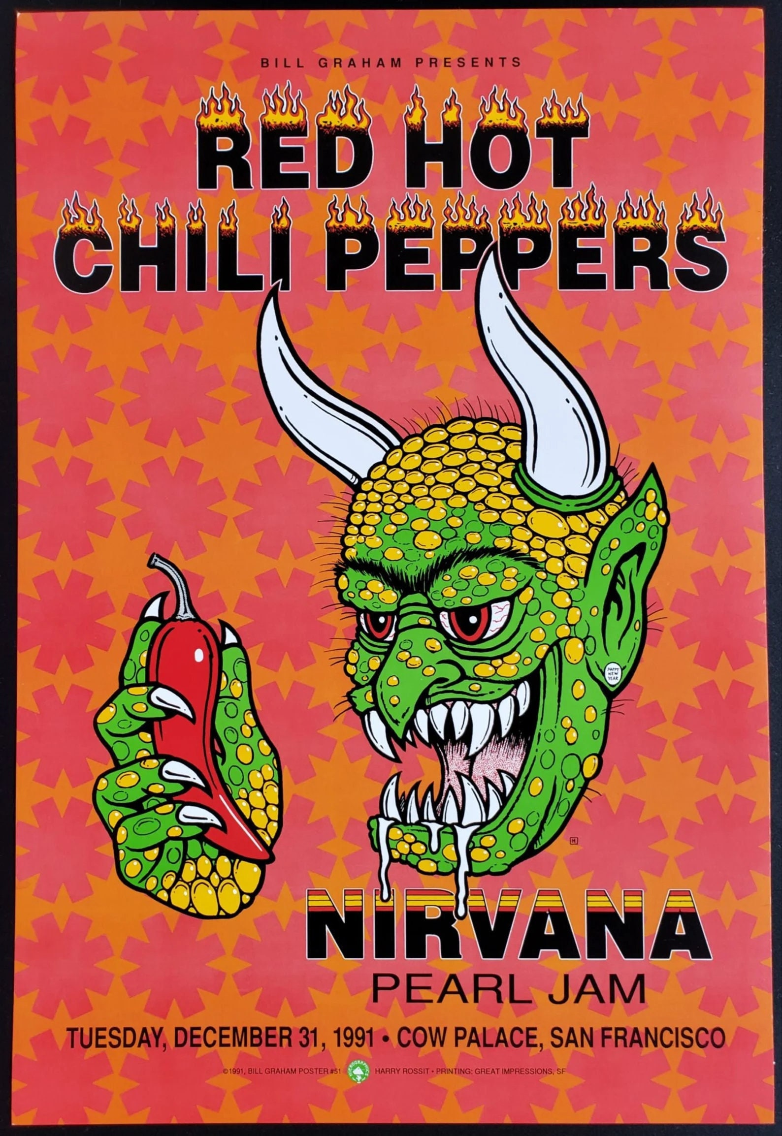 Red Hot Chili Peppers/nirvana/pearl Jam Concert Poster 12x18 Etsy