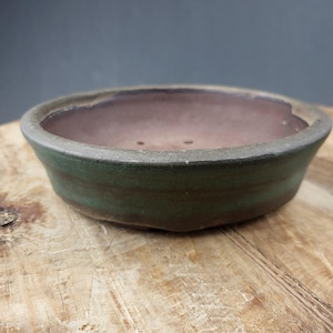 Oval(ish) bonsai pot in Patina Green (Weathered Bronze)  Stoneware Handmade