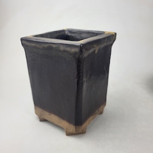 Pot à bonsaï Tenmoku avec faux Kintsugi image 1