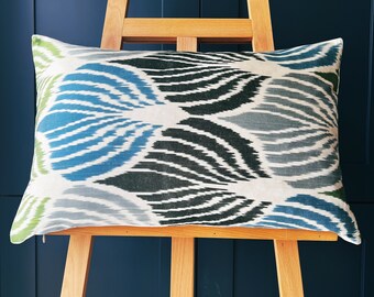 Handwoven Rectangle Ikat Silk Cushion Cover 16”x24” (40x60 cm)