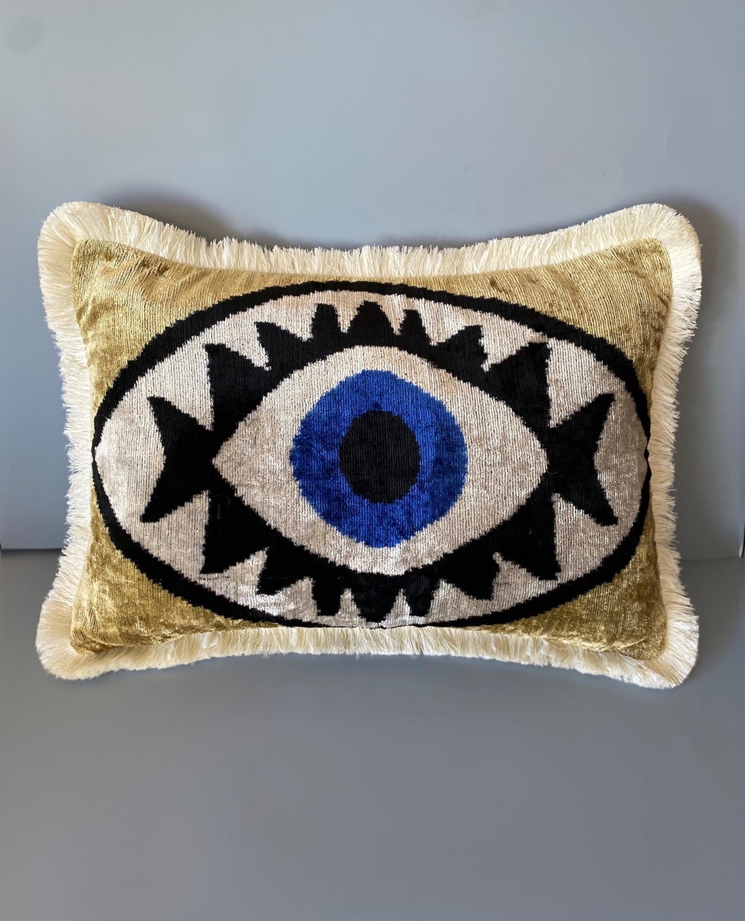 Cushion Cover Silk Velvet Ikat / Organic Linen 40x40cm VL040 main image 1