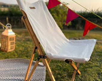 Bamboo Portable Canvas Chair for Camping Outdoor Garden by Life Under Canvas