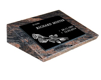 Lápida de urna personalizada n.º 5, lápida, decoración de tumba, piedra conmemorativa, lápida, placa de tumba que incluye inscripción y motivo con base