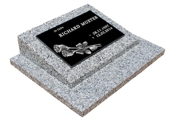 Lápida de urna personalizada nº 3, lápida, decoración de tumba, piedra conmemorativa, tumba, losa de tumba, incluye inscripción y motivo con base