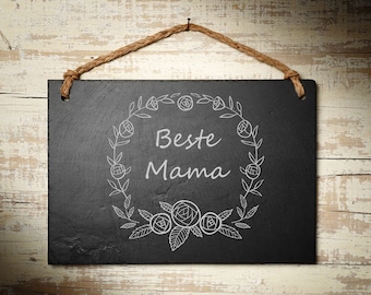 Pizarra de pizarra de piedra natural con cordón de regalo para colgar con grabado personalizado