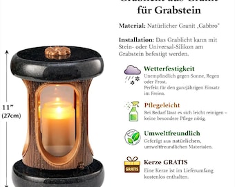 Lámpara de tumba de granito y aluminio GL-180, luz conmemorativa para un diseño de tumba digno