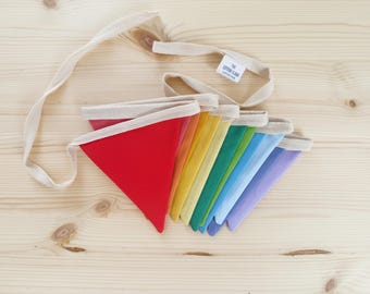 Banderines pequeños con diseño de arcoíris degradado, 12 colores, doble cara, algodón premium, decoración para dormitorio infantil, banderines de cumpleaños, regalo para recién nacidos, hechos a mano.