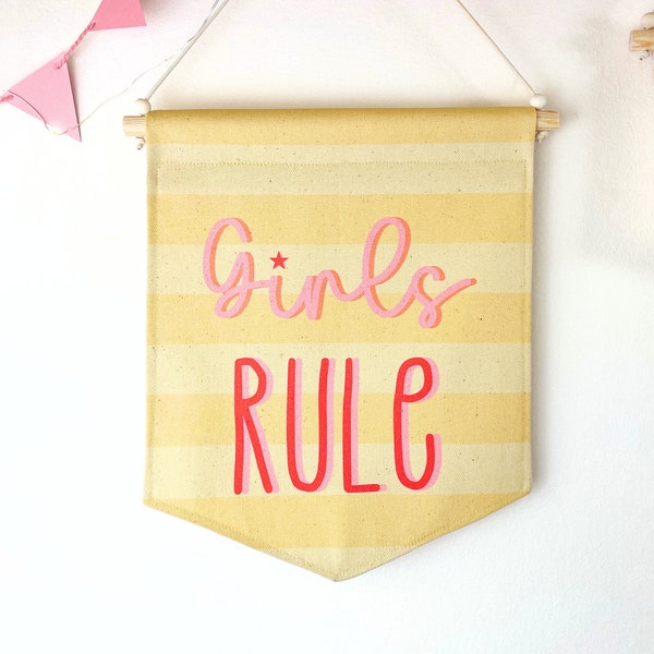 Girls Rule Banner | Organic Cotton | Girls' Bedroom Decor | Girl Gift