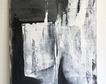 Abstract acrylic painting 'Contrast' in black and white