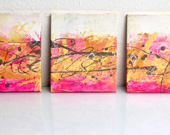 3 series acrylic paintings 'Pink Mood'
