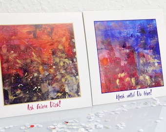 Set of 2 greeting cards * postcards * birthday cards * art cards * greeting cards