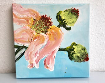 Acrylic painting 'White Cornflower'