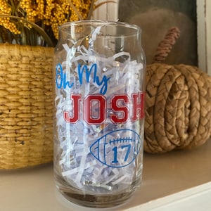 Iced Coffee Glass |Buffalove| Beer Can Glass| 716 gift| Buffalo Bills Glass| Buffalo Bills/ Iced Coffee Tumbler|Josh Allen