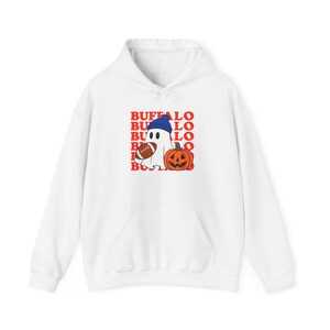 Buffalo Ghost Halloween Hoodie - Cozy Unisex Sweatshirt for Fall, Halloween Party, Casual Wear, Gift for Halloween Lovers