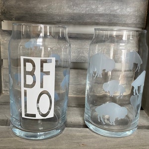 Iced Coffee Glass |Buffalove| Beer Can Glass| 716 gift| Boho glass can| Buffalo, NY