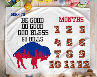 Buffalo Bills Baby Milestone Blanket: Plush Velveteen Photo Prop