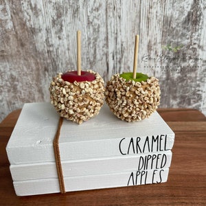 Caramel Dipped Apples Book Stack | Hello Fall | Tiered Tray Decor