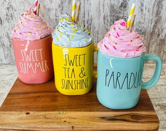 Faux Whipped Mug Topper | Tiered Tray Decor | Rae Dunn Mug Decor | Coffee Mug Decor | Summer | Lemonade Stand