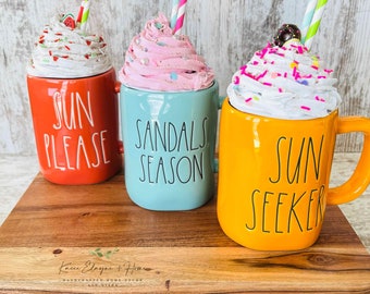 Faux Whipped Mug Topper | Tiered Tray Decor | Rae Dunn Mug Decor | Coffee Mug Decor | Summer | Mermaid | Donut | Watermelon
