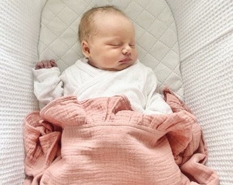 Newborn Infant Baby Floral Swaddle Turban Hat Soft Sleeping Blanket Wrap Set UK 