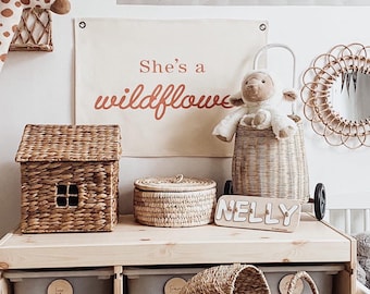 She&#39;s a Wildflower Banner / Wall Hanging / Nursery Decor / Nursery Sign / Kids Room Decor