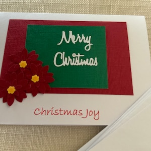 Tarjeta de Navidad Hecha a Mano con Poinsettias Rojas