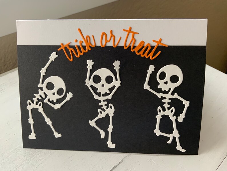 Halloween Card With Skeletons - Etsy