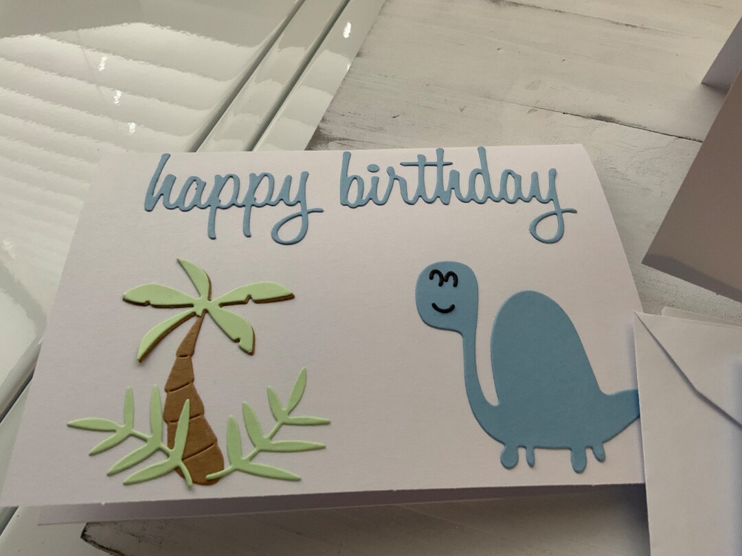 Happy Birthday Dinosaur Card Etsy