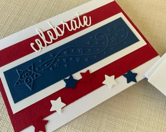 Patriotic Card or Invitation with Embossed stars