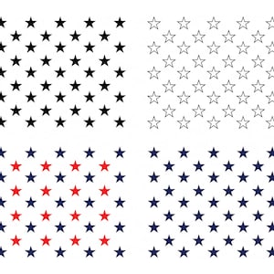 50 STERREN SVG-bundel, 4 stijl 50 sterren Svg, 50 STERREN ClipArt, 50 sterren van de Verenigde Staten Svg-bundel, Amerikaanse vlag Svg, Amerikaanse vlag Svg