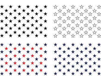 50 STARS SVG Bundle, 4 Style 50 Stars Svg, 50 STARS ClipArt, 50 Stars of the United States Svg Bundle, Usa Flag Svg, American Flag Svg